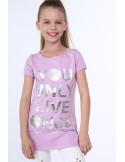 Tricou fete cu inscription argintie, mov NDZ8243 - Magazin online - Boutique